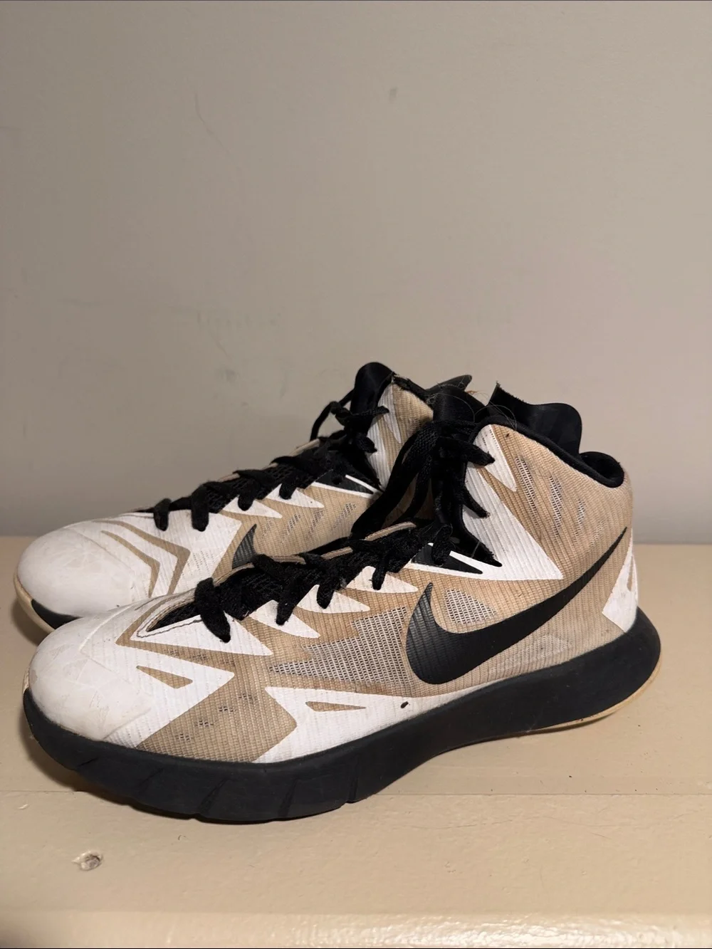 Nike Kids White Tan & Black High-Top Sneakers